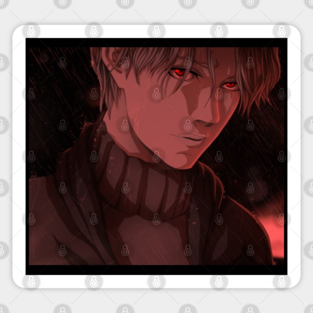 Johan Liebert – Monster by Naoki Urasawa (Red) Sticker by PhilipArnaudov